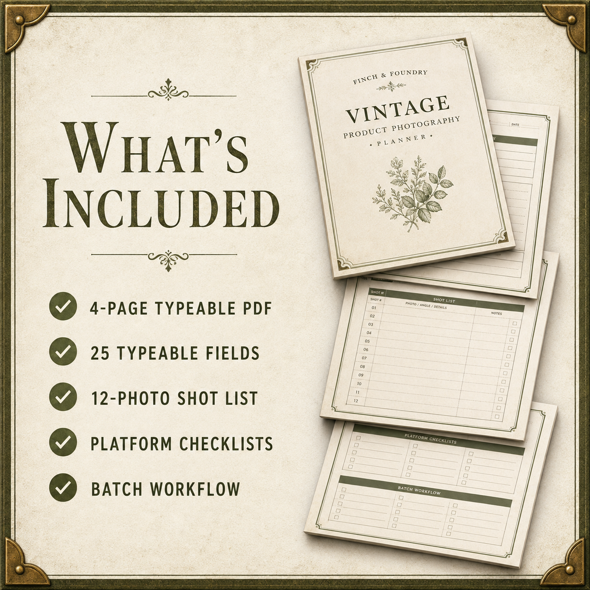 VINTAGE PRODUCT PHOTOGRAPHY PLANNER